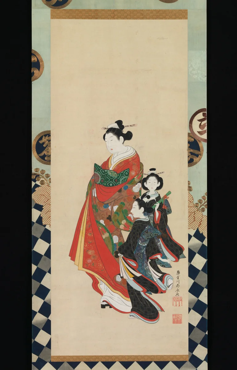 Courtesan and Attendants by Miyagawa Shunsui, painting, 1744-1764