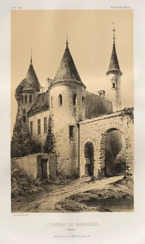 Architecture Pittoresque ou Monuments des XVeme. Et XVIeme. Siecles: Chateaux de France des XV et XVI Siecles: Pl. 89, Château du Vaumissel (Calvados) by Victor Petit, print, 1860