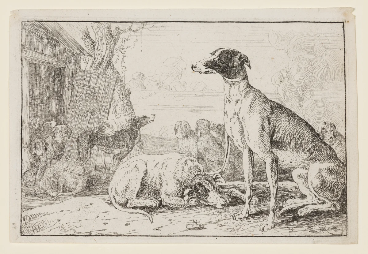 The Dog Kennel, from the Set of Animals by Jan van den Hecke, print, 1651-1661
