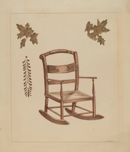 Rocking Chair by Charlotte Winter, index of american design, 1935-1942