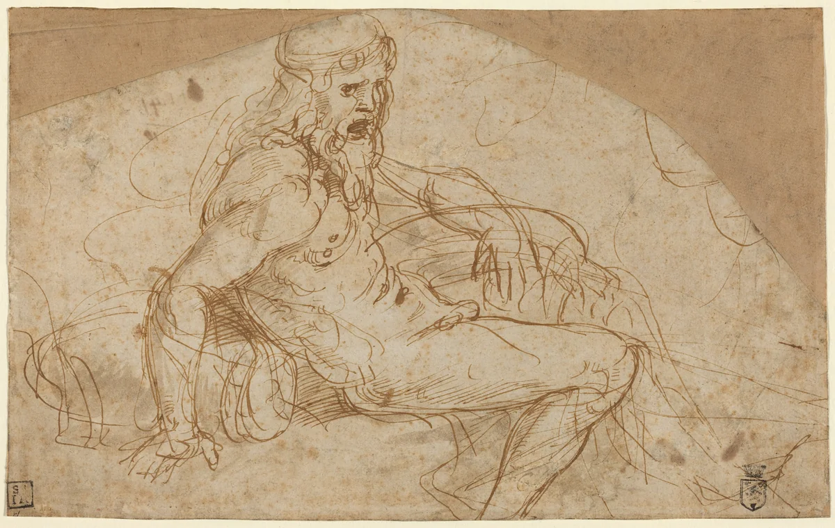 River God by Giulio Romano, drawing, 1528