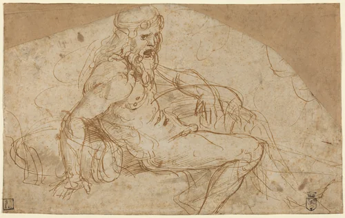 River God by Giulio Romano, drawing, 1528