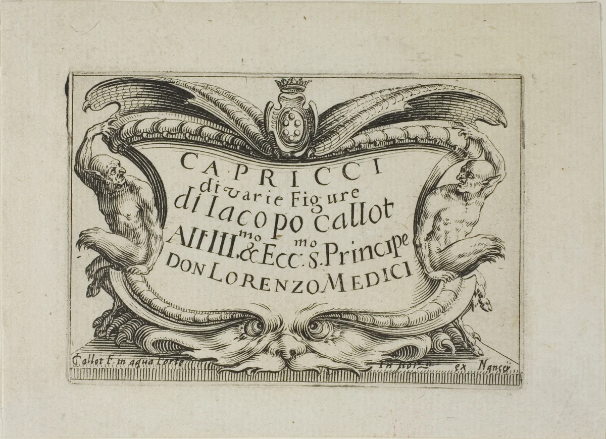 Frontispiece, from Capricci di varie figure (The Caprices) - The Nancy Set by Jacques Callot, print, 1617-1627