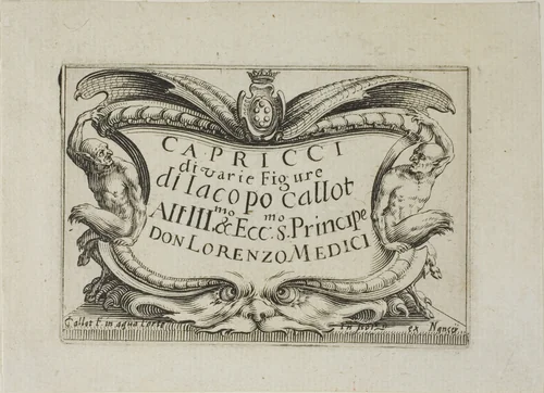 Frontispiece, from Capricci di varie figure (The Caprices) - The Nancy Set by Jacques Callot, print, 1617-1627