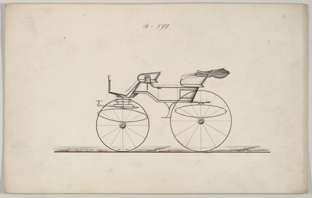 Design for Phaeton, no. 598 by Brewster & Co., drawing, 1850-1874