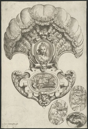 A Headpiece in the Form of a Fan by Agostino Carracci, print, 1584-1600