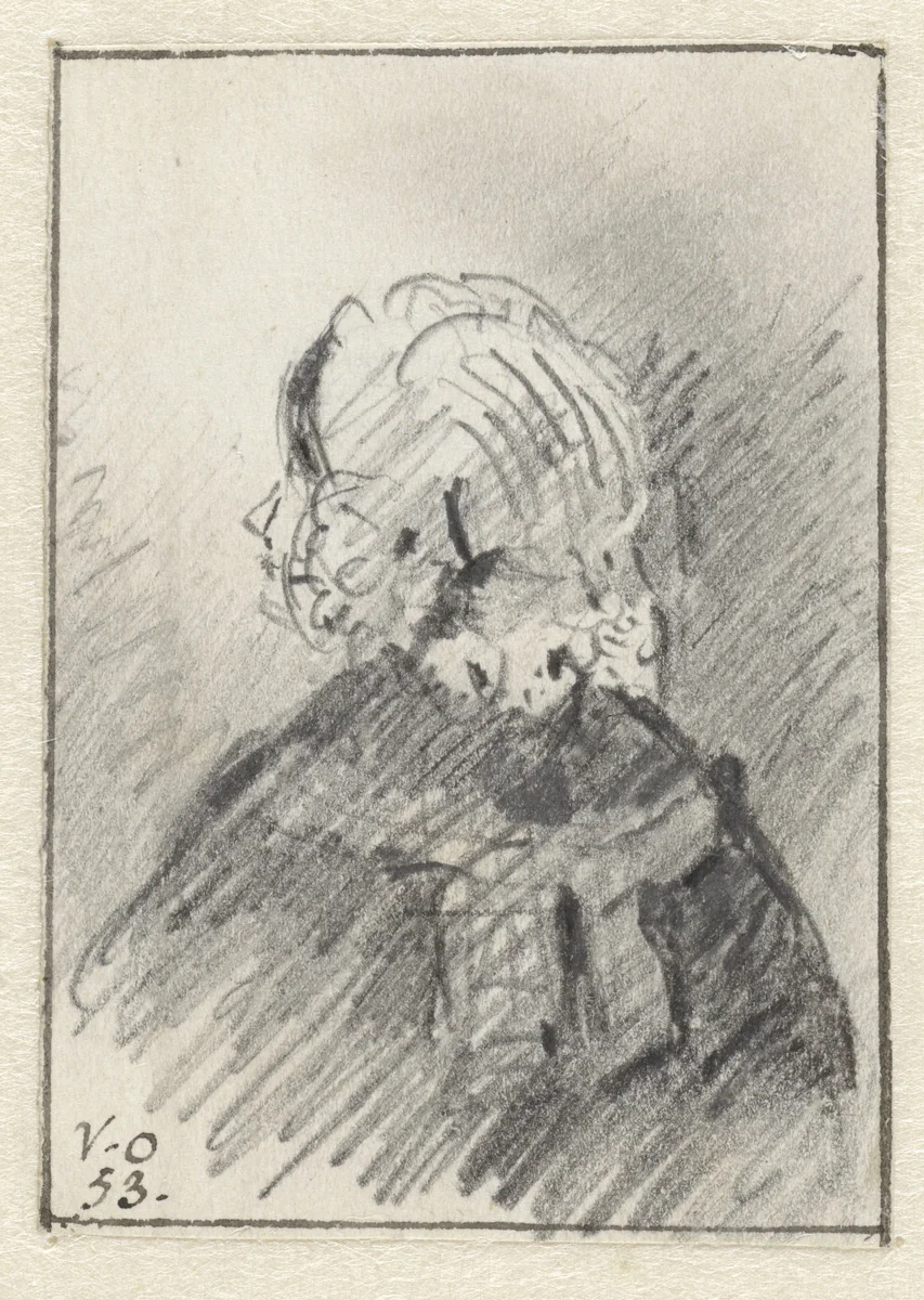 Portret van een dame, mogelijk Jane Myddelton (?) by Christiaan Huygens, drawing, 1639-1695