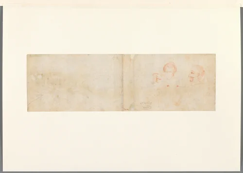 Hoofd van een jonge man en face en en profil by Unknown, drawing, 1550