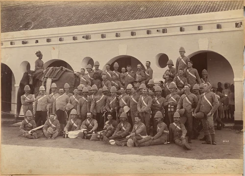 Men of Elephant Battery, Jhansi (verso) by Raja Deen Dayal, photograph, 1877-1892