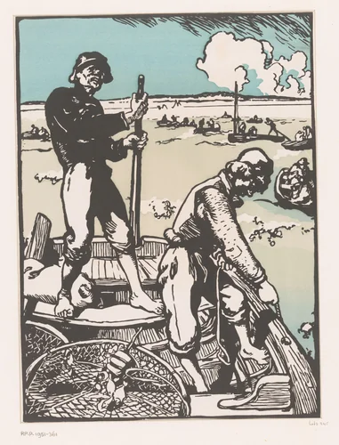Twee vissers by Auguste Lepère, print, 1859-1918