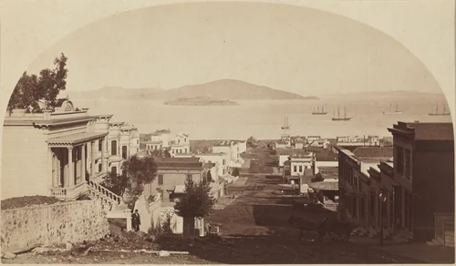 Alcatraz Island and San Francisco Bay, Looking North by Carleton E. Watkins, photograph, 1880-1889