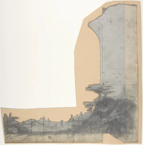 Design for a Stage Set at the Opéra, Paris by Eugène Cicéri, drawing, 1840-1890