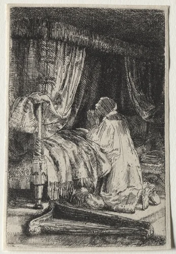 David in Prayer by Rembrandt van Rijn, print, 1652