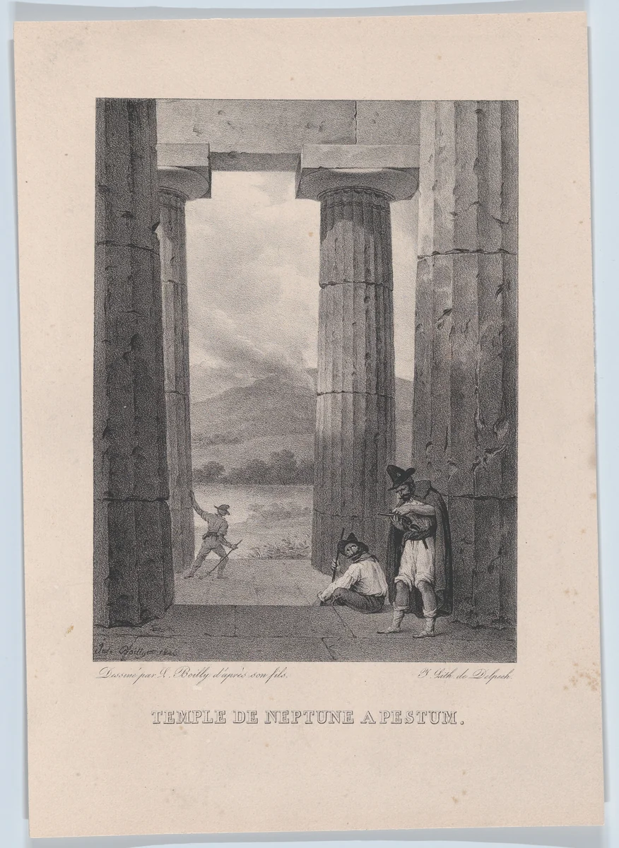 The Temple of Neptune in Pestum by Louis-Léopold Boilly, print, 1826