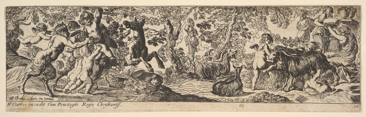 Bacchanal by Pierre Brebiette, print, 1615-1642
