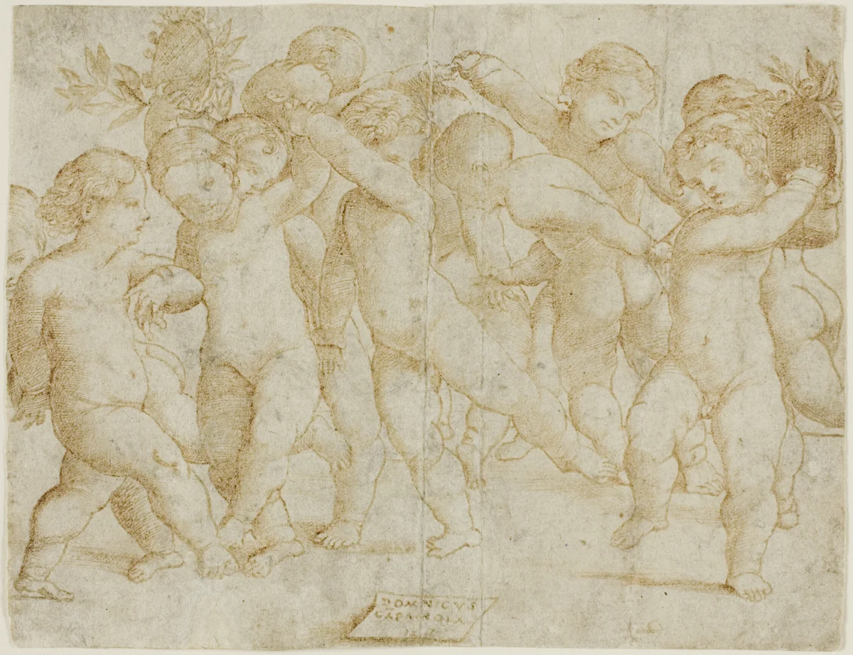 Twelve Children Dancing by Domenico Campagnola, print, 1517