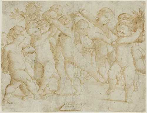 Twelve Children Dancing by Domenico Campagnola, print, 1517