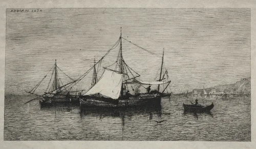 Boats of Cabotage (Coasts of Italy) by Adolphe Appian, print, 1874