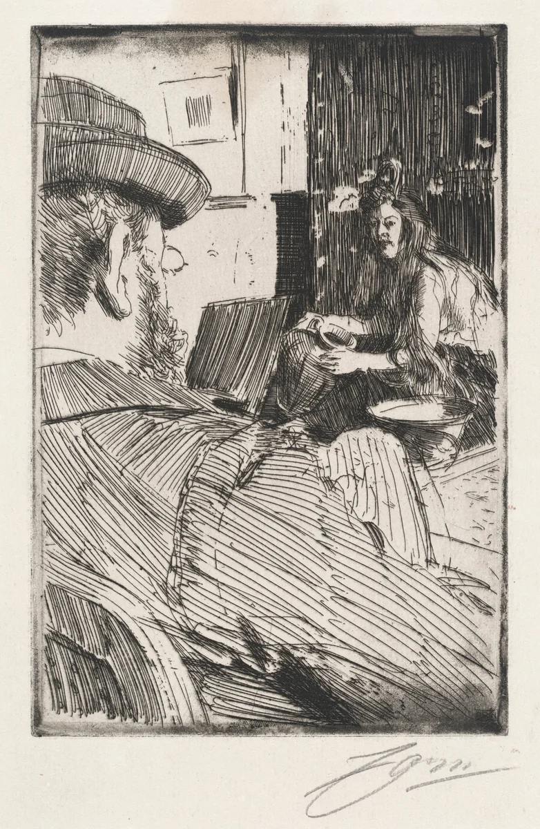 Albert Besnard and His Model by Anders Zorn, print, 1896