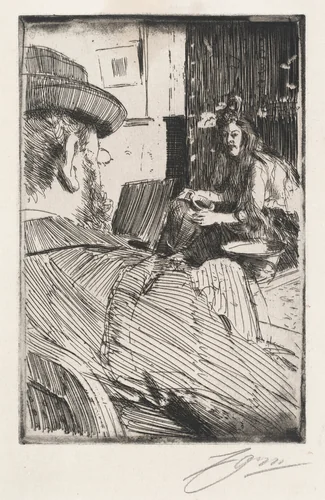 Albert Besnard and His Model by Anders Zorn, print, 1896