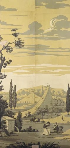 Panel with a Scene in an Amusement Park by England or France, other, 1700-1799