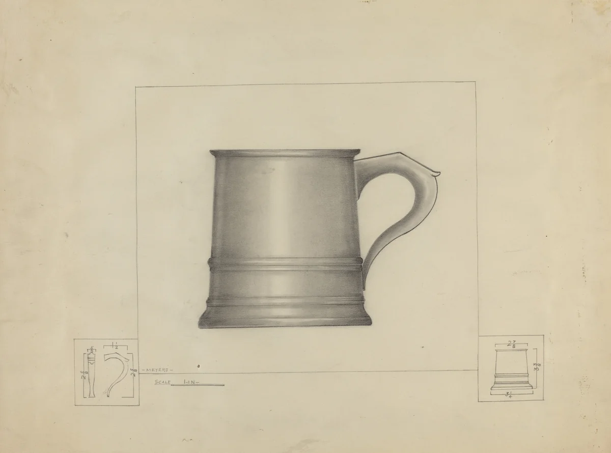 Pewter Mug by Henry Meyers, index of american design, 1935-1942