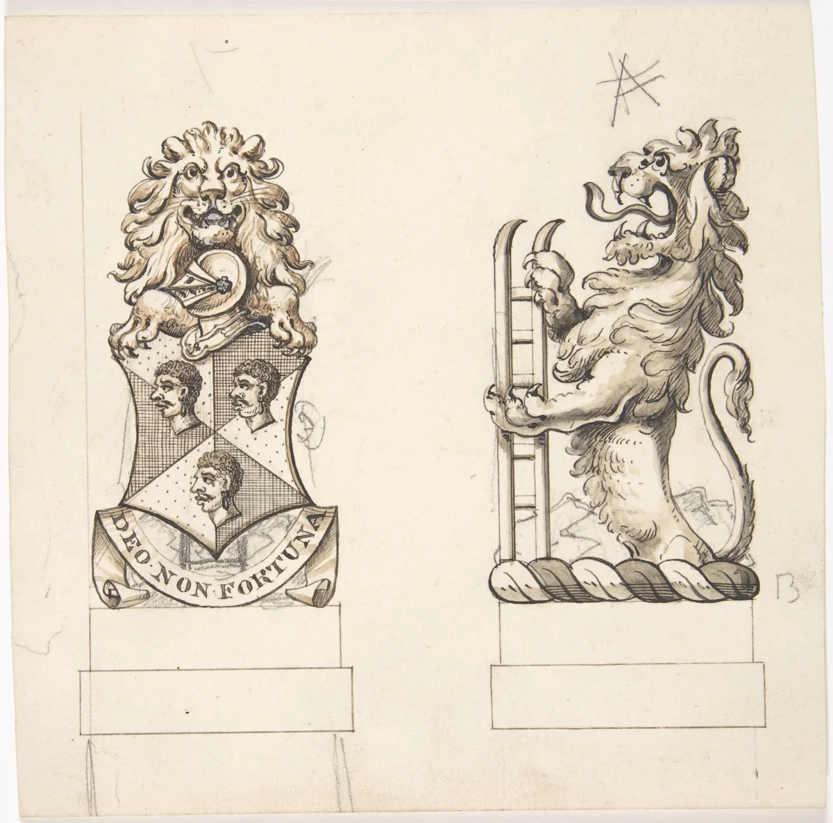 Design for Heraldic Ornament by anonymous, drawing, 1800-1900