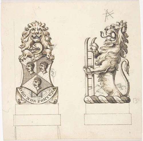 Design for Heraldic Ornament by anonymous, drawing, 1800-1900