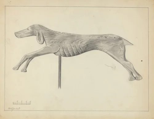 Running Dog Weather Vane by Gordon Sanborn, index of american design, 1935-1942