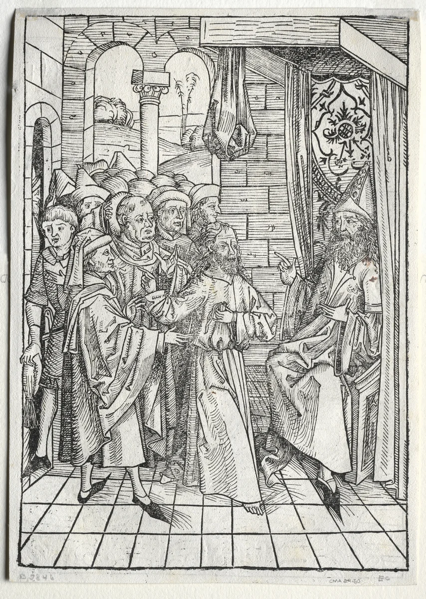 Der Schatzbehalter: Christ before Caiaphas (verso) by Michael Wolgemut, print, 1491
