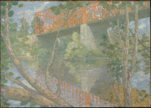 The Red Bridge by Julian Alden Weir, artwork, 1895