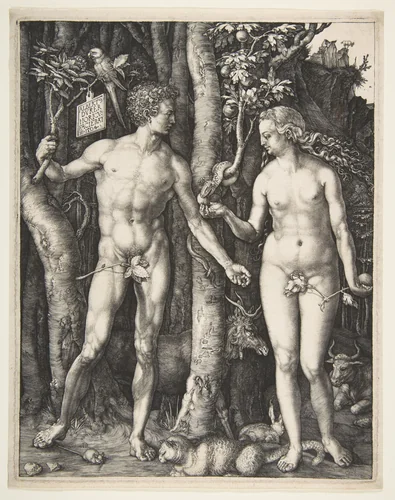 Adam and Eve by Albrecht Dürer, print, 1504