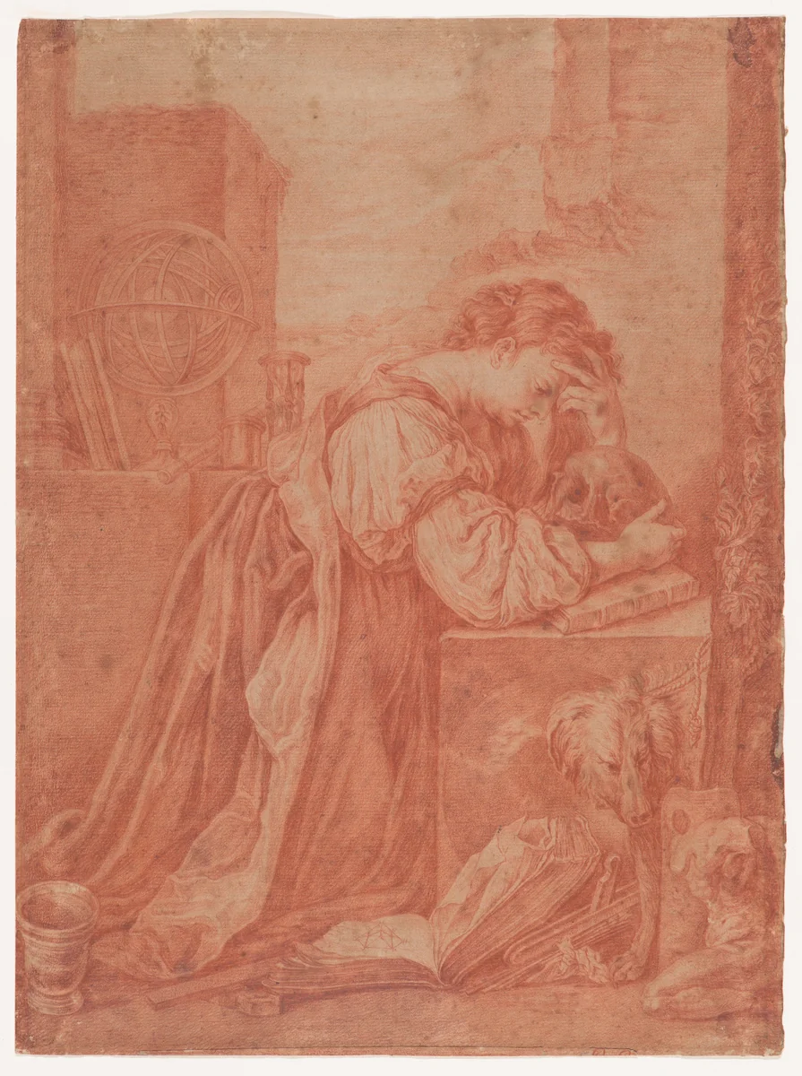 Melancholia by Henri-Simon Thomassin, drawing, 1724-1741