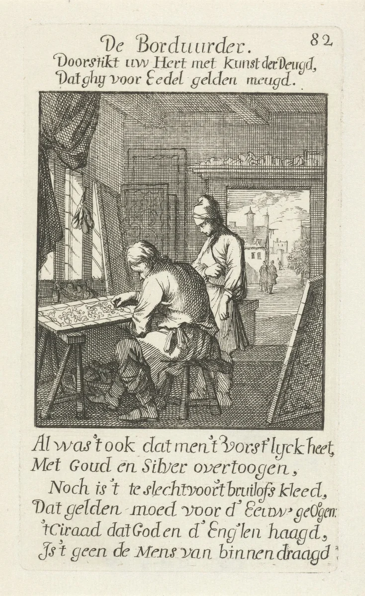 Borduurder by Caspar Luyken, print, 1694
