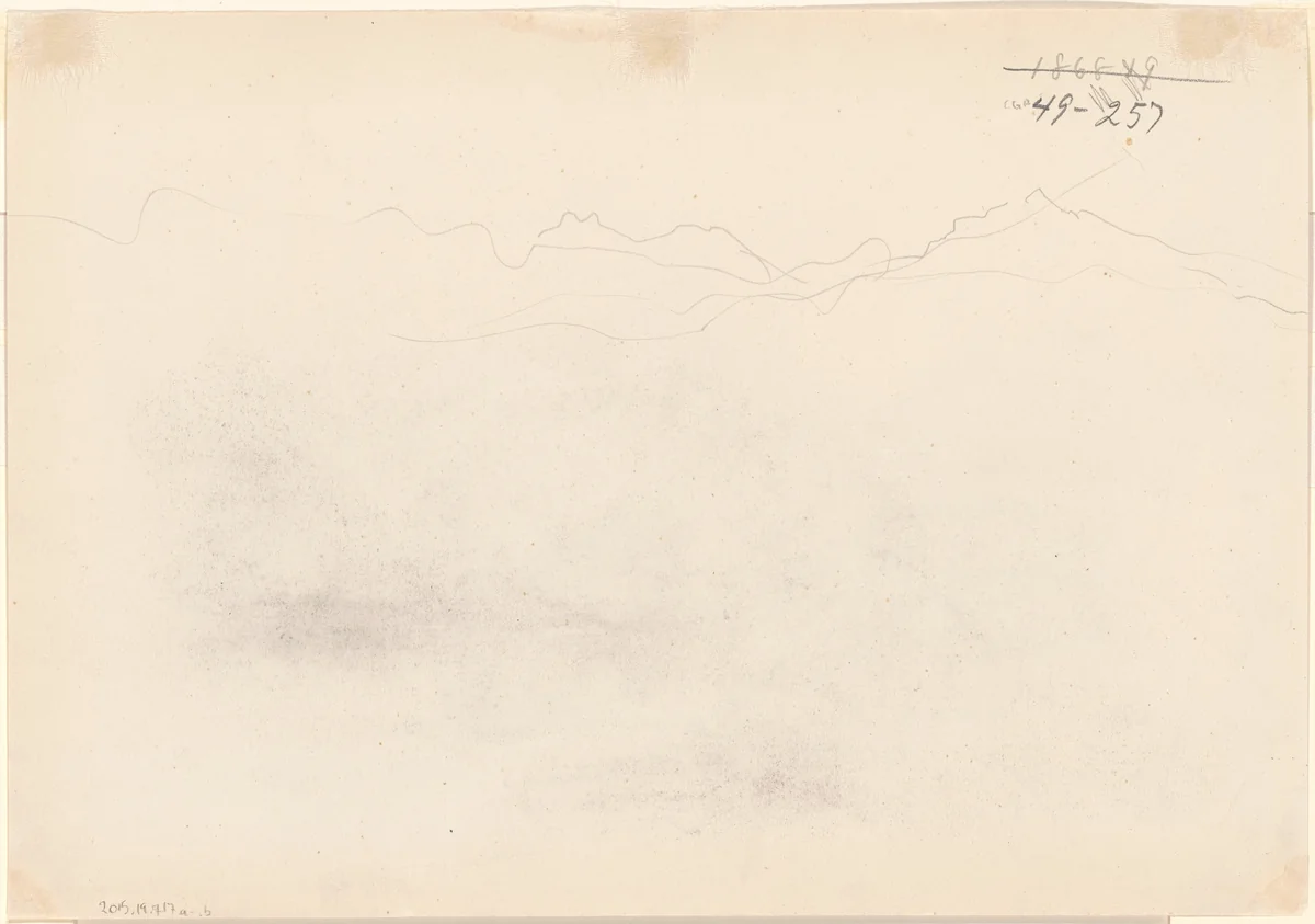 Mountains [verso] by John Singer Sargent, drawing, 1869