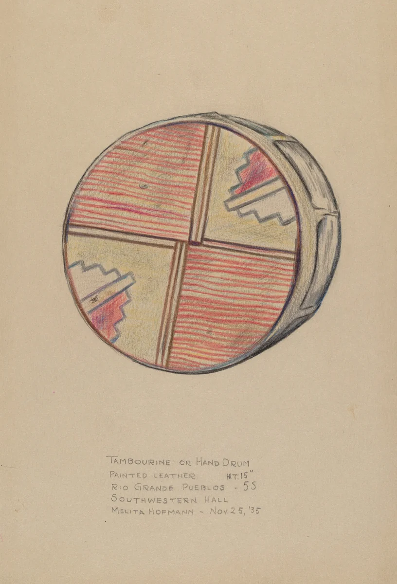 Tambourine or Hand Drum by Melita Hofmann, index of american design, 1935-1942