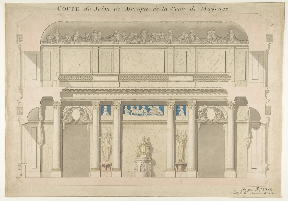 Design for a Music Room by anonymous, drawing, 1805