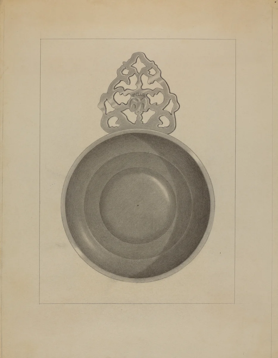 Pewter Porringer by Eugene Barrell, index of american design, 1936