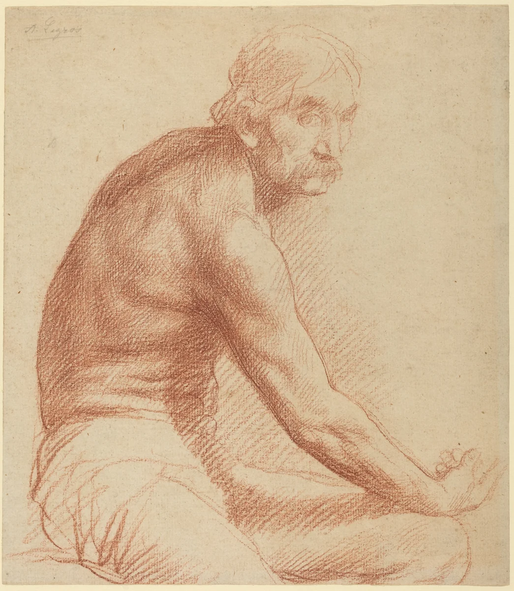 Study of a Greek by Alphonse Legros, drawing, 1837-1911