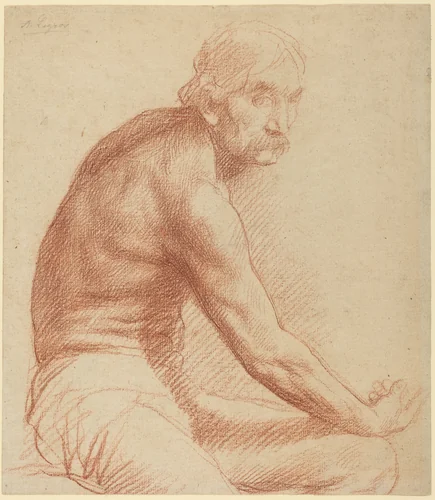 Study of a Greek by Alphonse Legros, drawing, 1837-1911