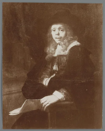 Fotoreproductie van een geschilderd portret van Gerard de Lairesse, door Rembrandt by anonymous, photograph, 1880-1920