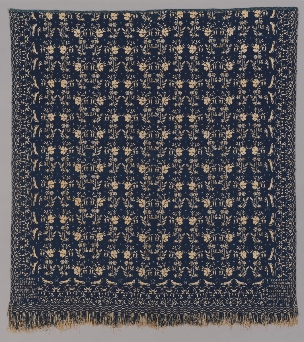 Coverlet by Abram Allen, textile, 1839