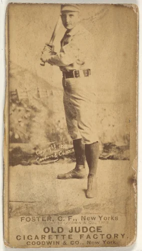 Elmer Ellsworth Foster, Center Field, New York, from the Old Judge series (N172) for Old Judge Cigarettes by Goodwin & Company, photograph, 1888