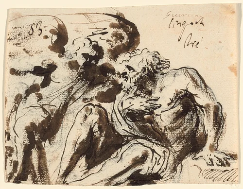 Angel Comforting a Hermit Saint by Giovanni Battista Pace, drawing, 1660-1669