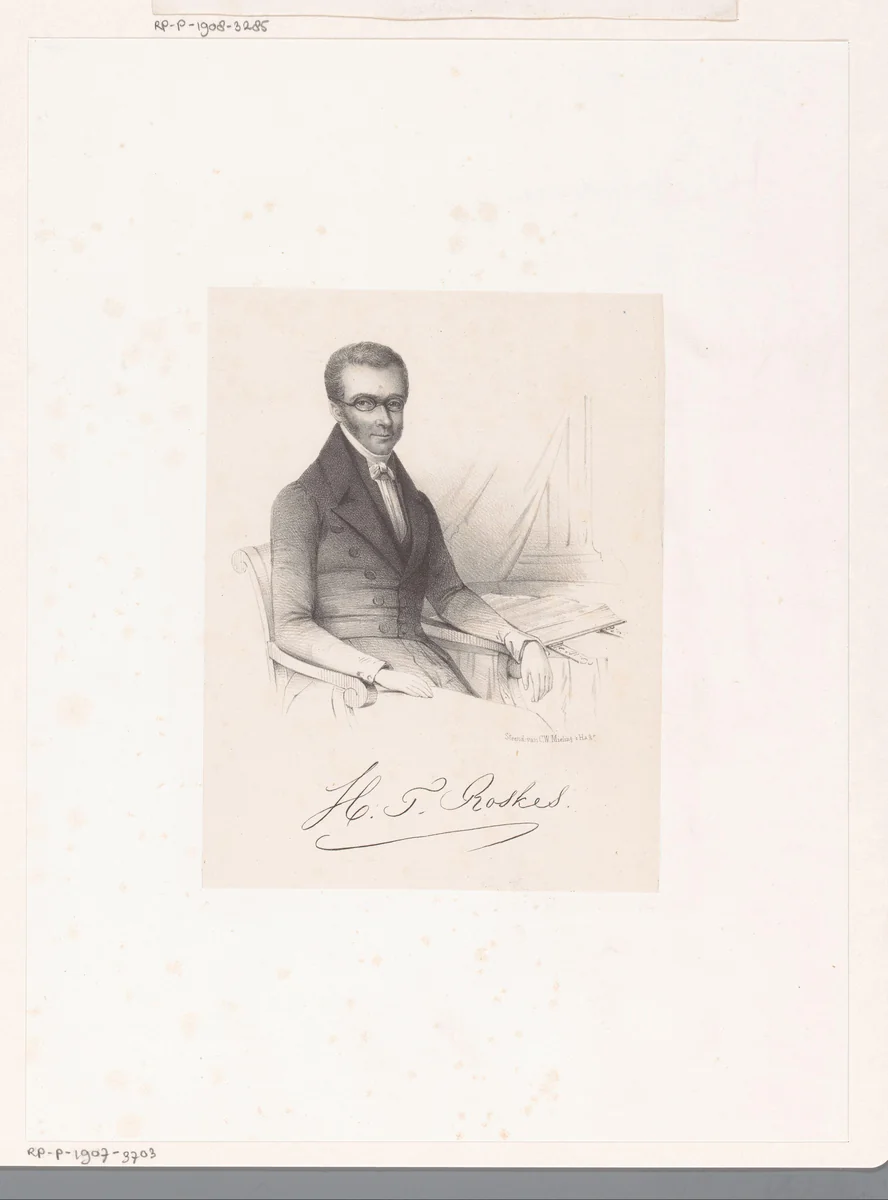 Portret van Henri Théodore Roskes by anonymous, print, 1845-1847
