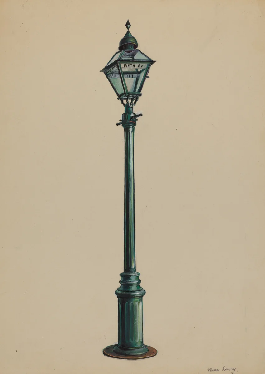 Gas Street Lamp by Mina Lowry, index of american design, 1936
