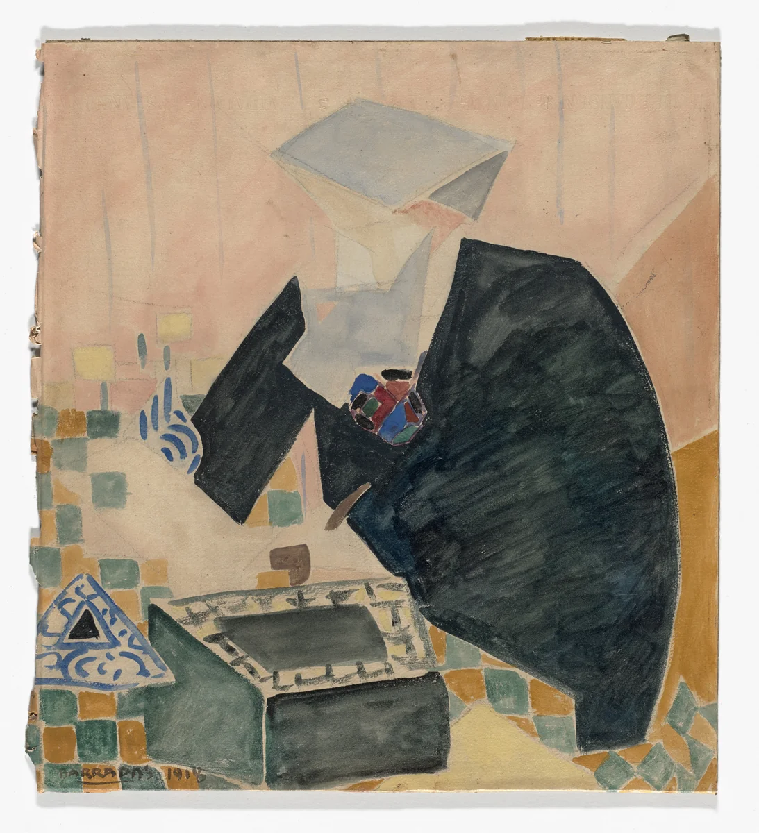 Portrait of Joaquín Torres-García (Retrato de Joaquín Torres-García) by Rafael Barradas, drawing, 1918