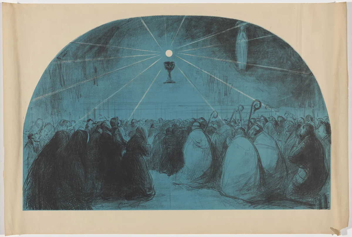Lourdes, 1914, 25th International Eucharistic Congress by Jean-Louis Forain, print, 1914