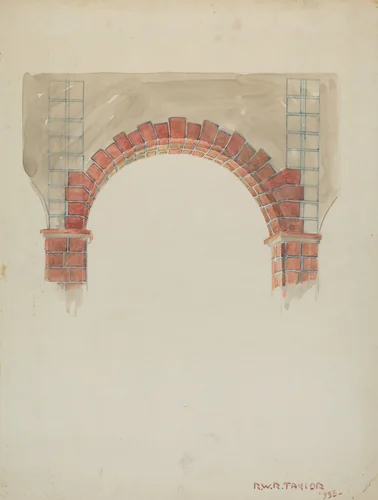 Restoration Drawing: Main Doorway & Arch to Mission House by Robert W.R. Taylor, index of american design, 1936