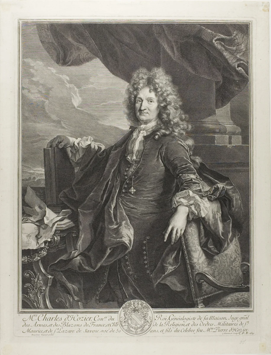 Charles d'Hozier, King's Genealogist by Gérard Edelinck
Hyacinthe Rigaud, print, 1691